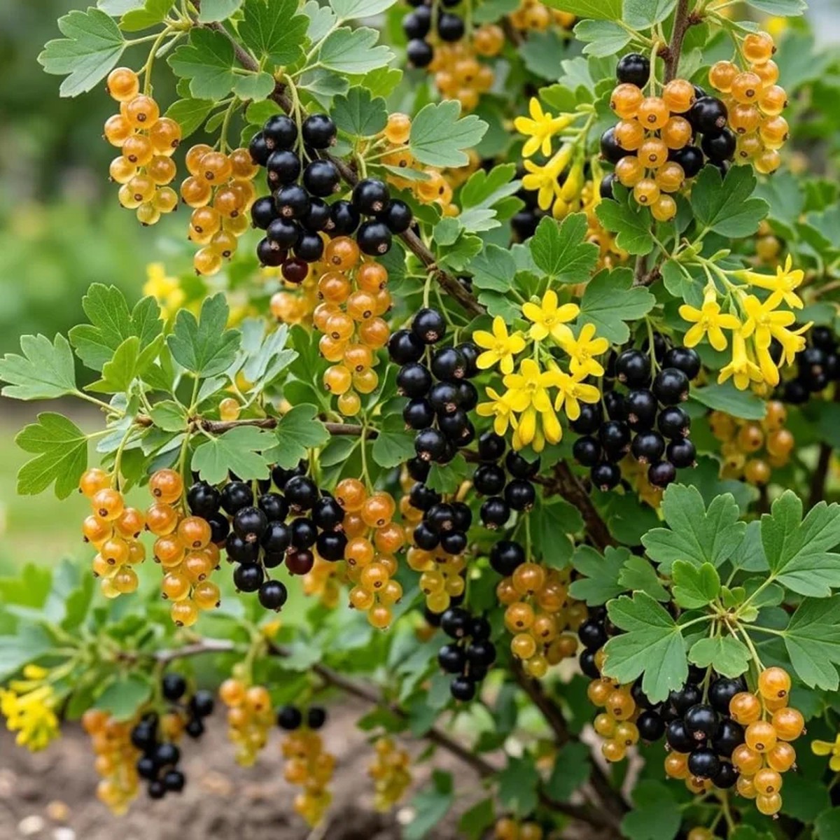 Golden Currant Live Plant - Cold Hardy Yellow Shrub, 6-12 Tall Bare Root