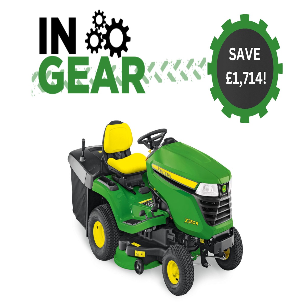 John Deere X350R Rear Collect and Mulching 42" Ride On Lawn Mower
