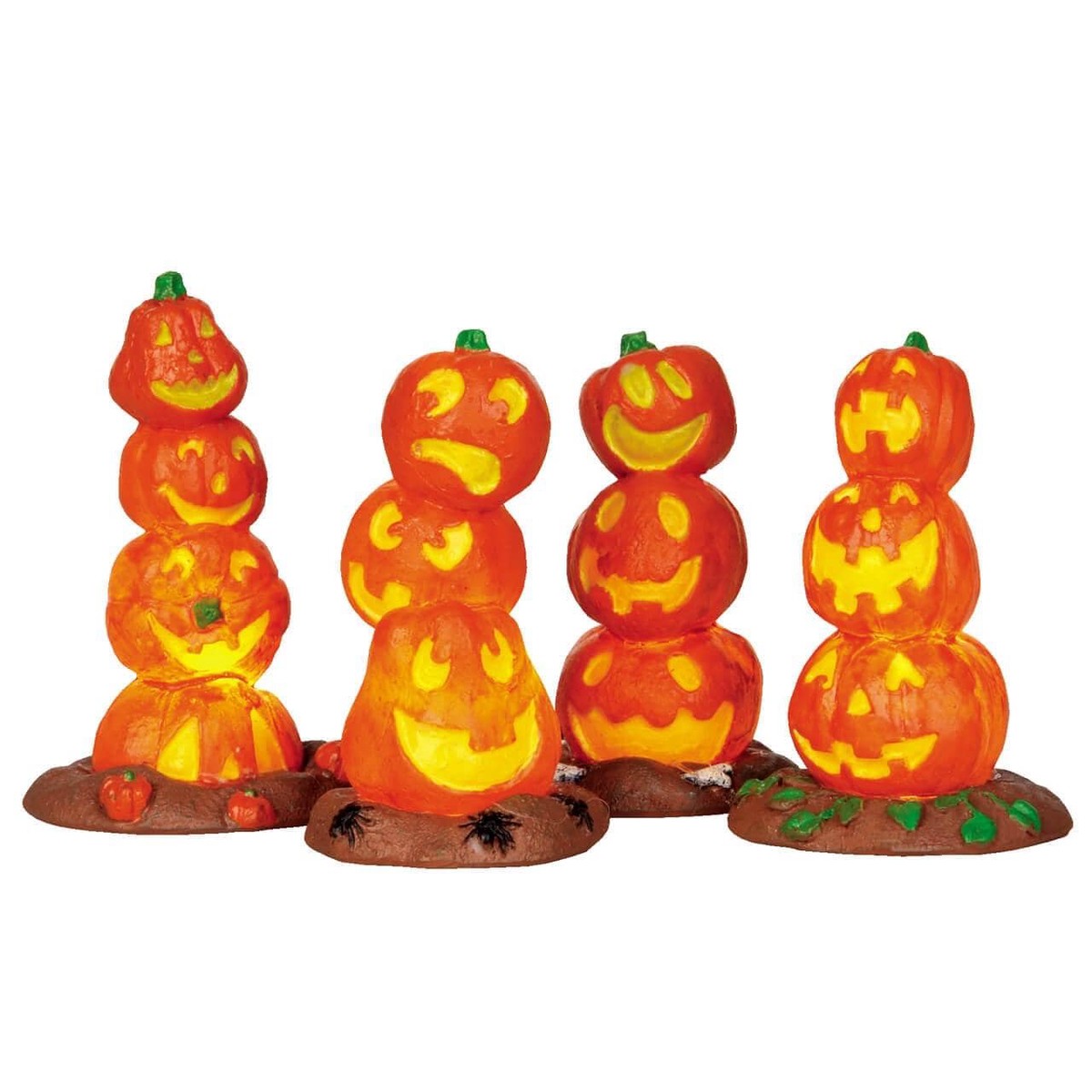Lemax Spooky Town Light Up Pumpkin Stack, Set of 4