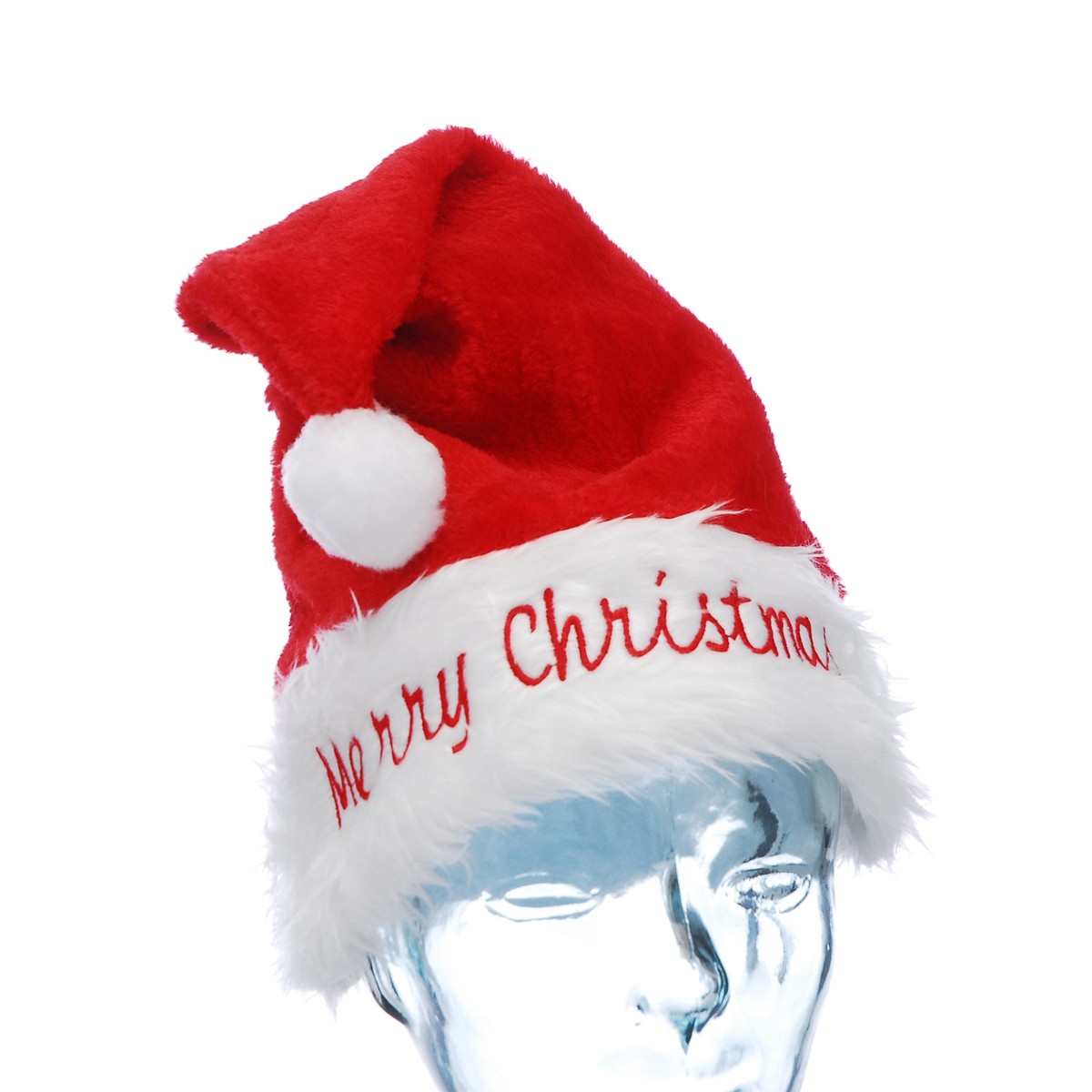 Festive Christmas 42cm Red Fleece Plush Santa Hat Merry Christmas