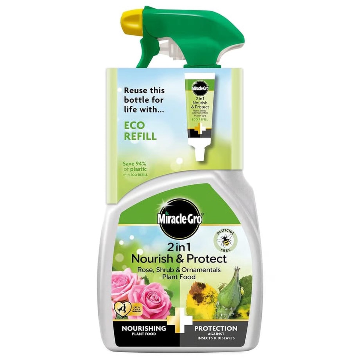 Miracle-Gro 2 in 1 Nourish & Protect Rose, Shrubs & Ornamental RTU Plant Food