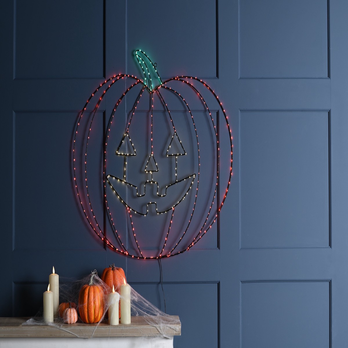 Festive Halloween B/O Lit Flashing Pumpkin Silhouette 49cm