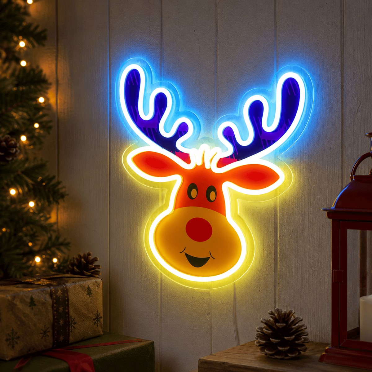 Three Kings NeonEsque Radiant 'Rudy' Reindeer Christmas Lit Sign